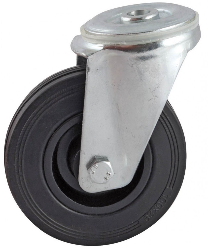Roulette pivotante avec blocage, Ø 100mm, caoutchouc thermoplastique gris  non tachant, 80KG -  - Roues et roulettes Vulkollan