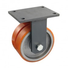 Roulette Mecano-Soudee Fixe, Double Roue Fonte Bandage Polyurethane Diametre 100, Charge 900 Kg