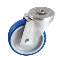 Roulette Inox Pivotante, Roue Bandage Polyurethane Diametre 125, Charge 150 Kg