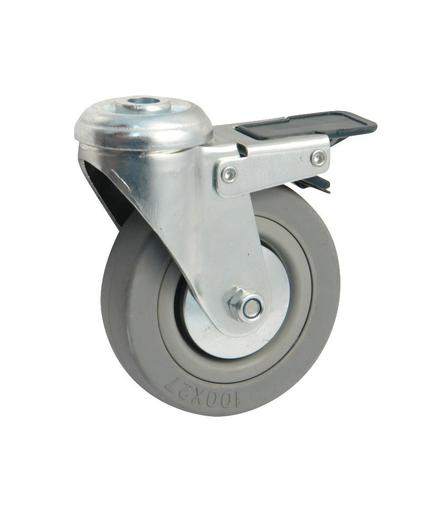 Roulette pivotante diamètre 30 mm caoutchouc gris - 15 Kg