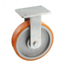 Roulette Mecano-Soudee Fixe, Roue Fonte Bandage Polyurethane Diametre 100, Charge 250 Kg