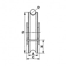 Roue Ø 50 A Gorge Ronde,  Support A Encastrer, Acier Inoxydable, Charge 100 Kg