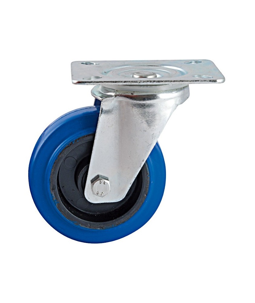 Roulette manutention diamètre 100 caoutchouc bleu haute résistance