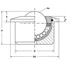 Bille Porteuse A Encastrer Diametre 30, Carter Massif, Charge 200 Kg