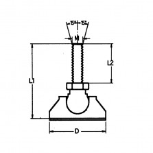 Pied de Stabilisation Reglable Articule, Vis M 10 x 25, Charge 300 Kg