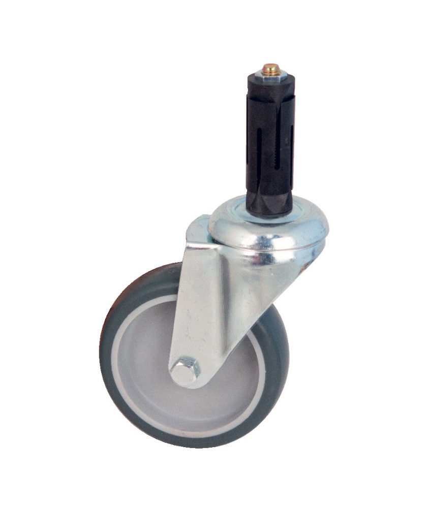 Roulette pivotante à frein diamètre 50 mm caoutchouc gris - 40 Kg